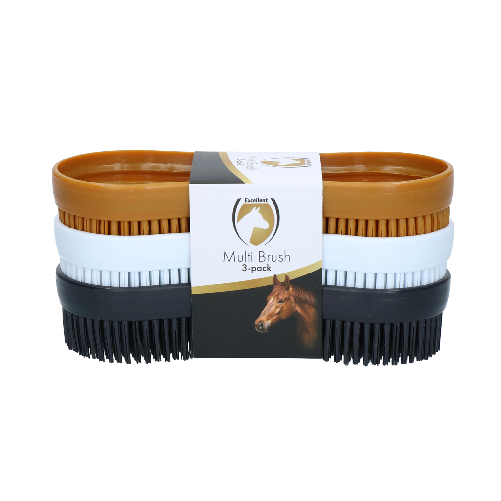 Excelente conjunto de 3 escovas multiusos para cavalos