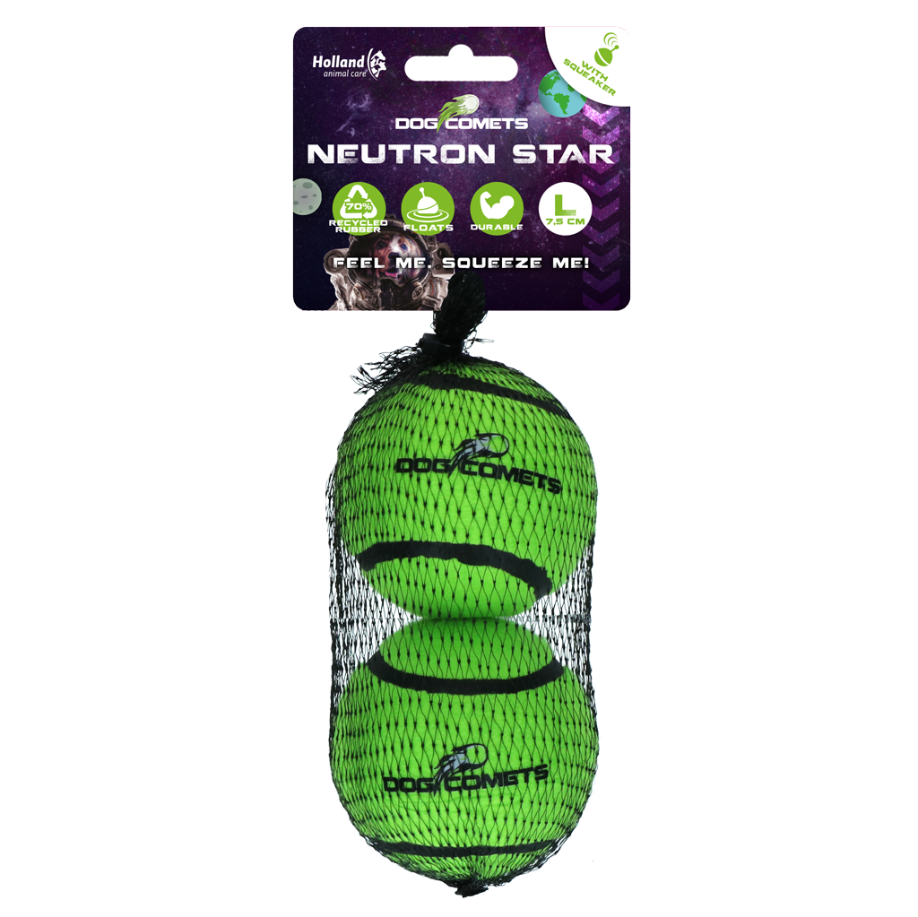 Bola de tênis Dog Comets com apito modelo Neutron Star G verde pacote com 2 unidades