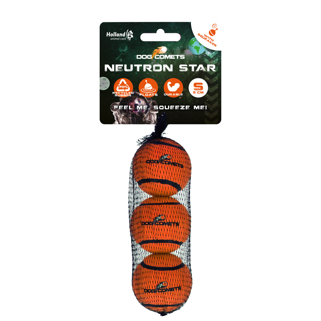 Bola de tênis Dog Comets com apito modelo Neutron Star S laranja pacote com 3 unidades