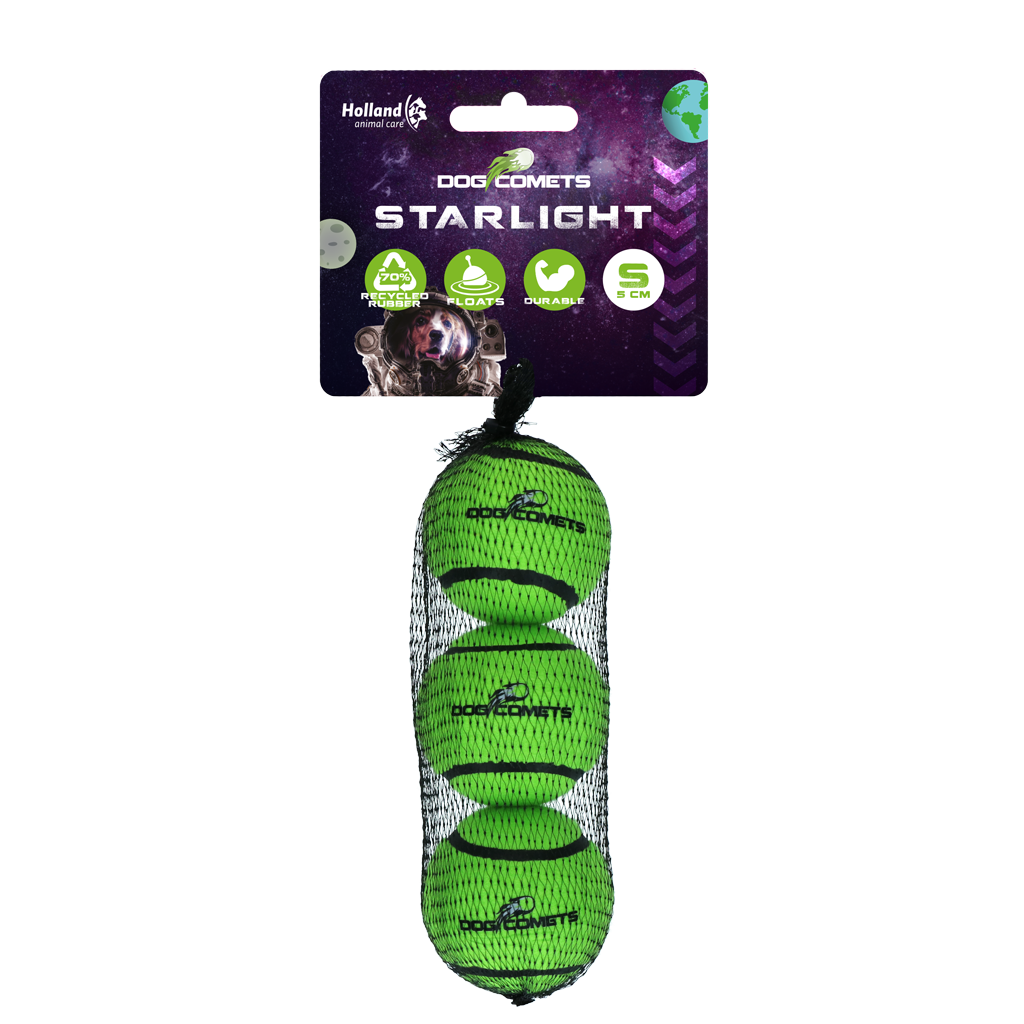 Bola de tênis Dog Comets Starlight Verde (pacote com 3)
