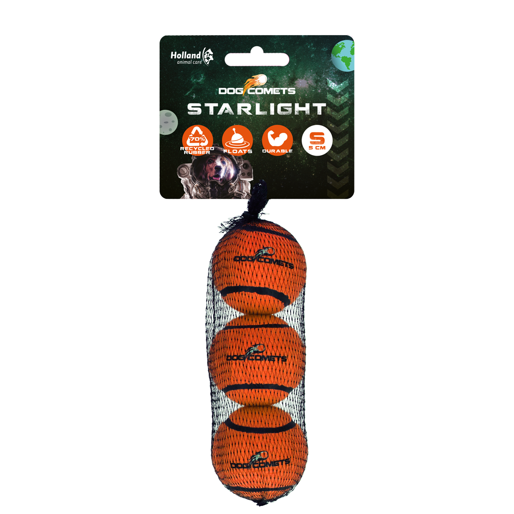 Bola de tênis Dog Comets Starlight laranja (pacote com 3)