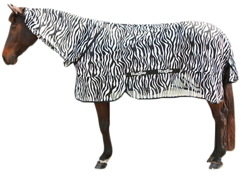 Manta anti moscas Zebra com proteção para o pescoço