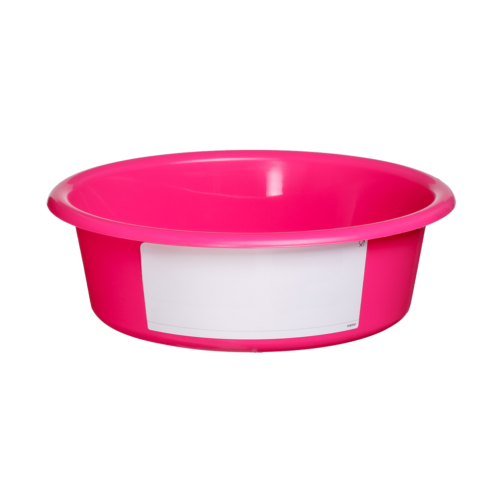 Tigela para alimentação Rosa com etiqueta branca