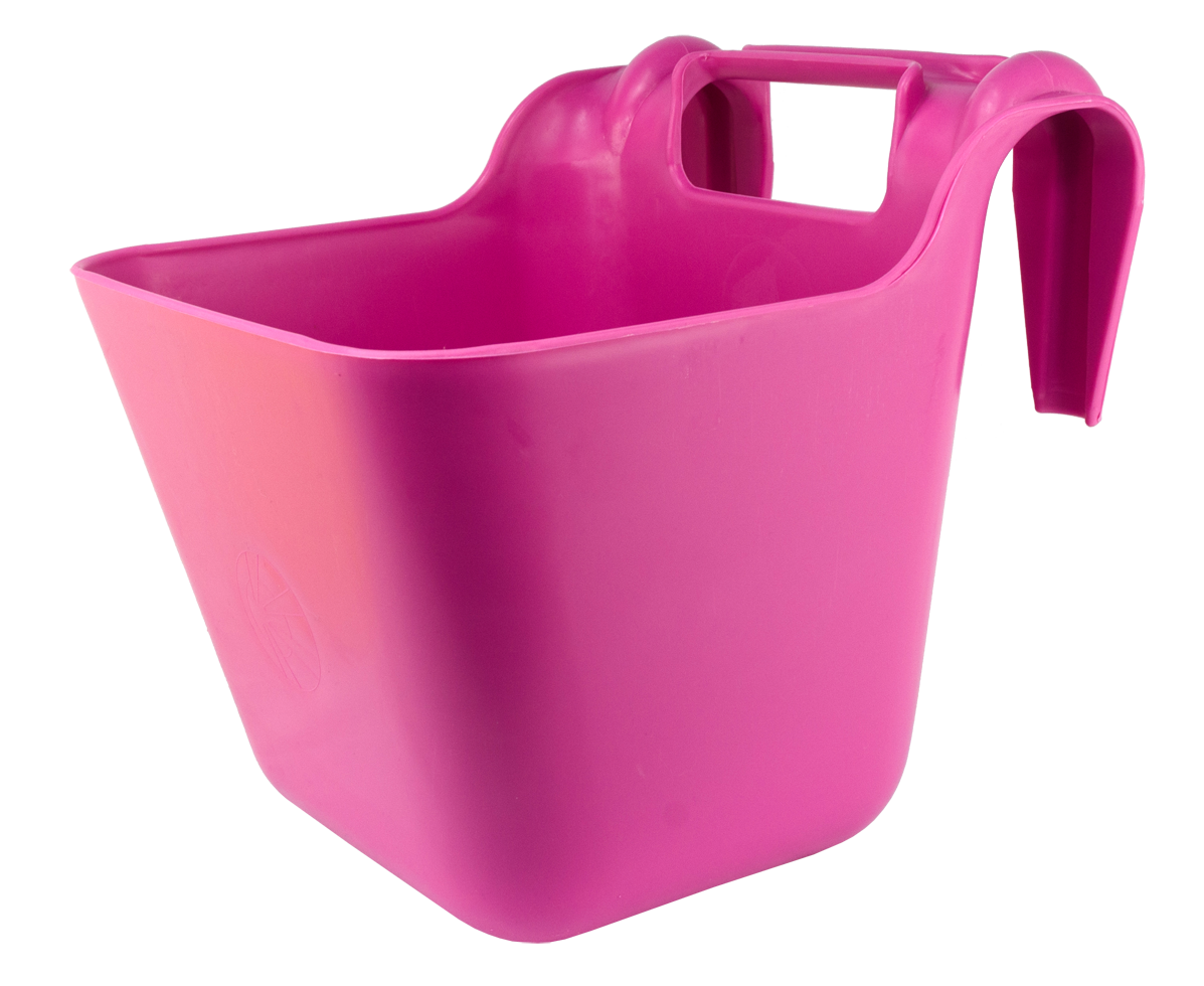 Tigela de plástico OK para alimentos com suporte para pendurar 14 L rosa