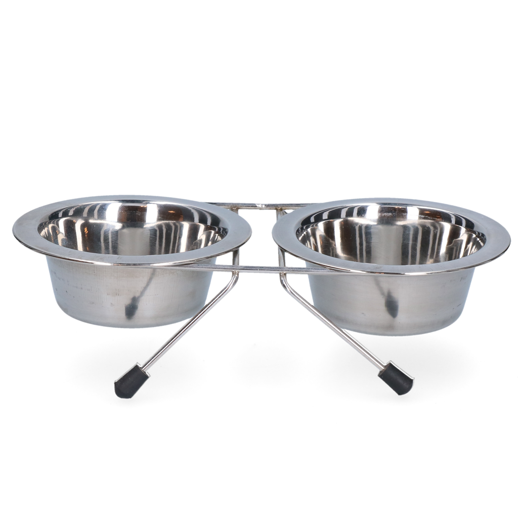Tigela de aço inoxidável para alimentos e água com suporte 11 cm