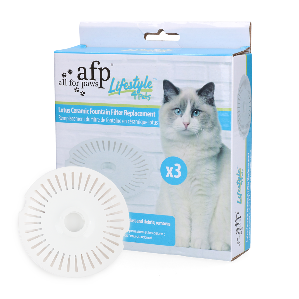 AFP Lifestyle 4 Pets Filtro de reposição de cerâmica Lotus para fonte de água (3 unidades)