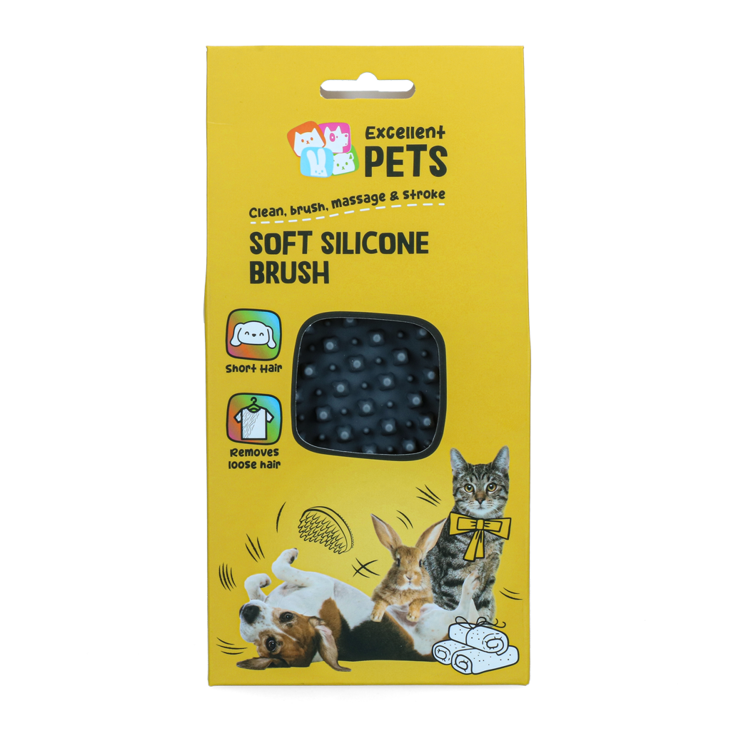 Excelente escova de silicone macio para animais de estimação com pelos curtos