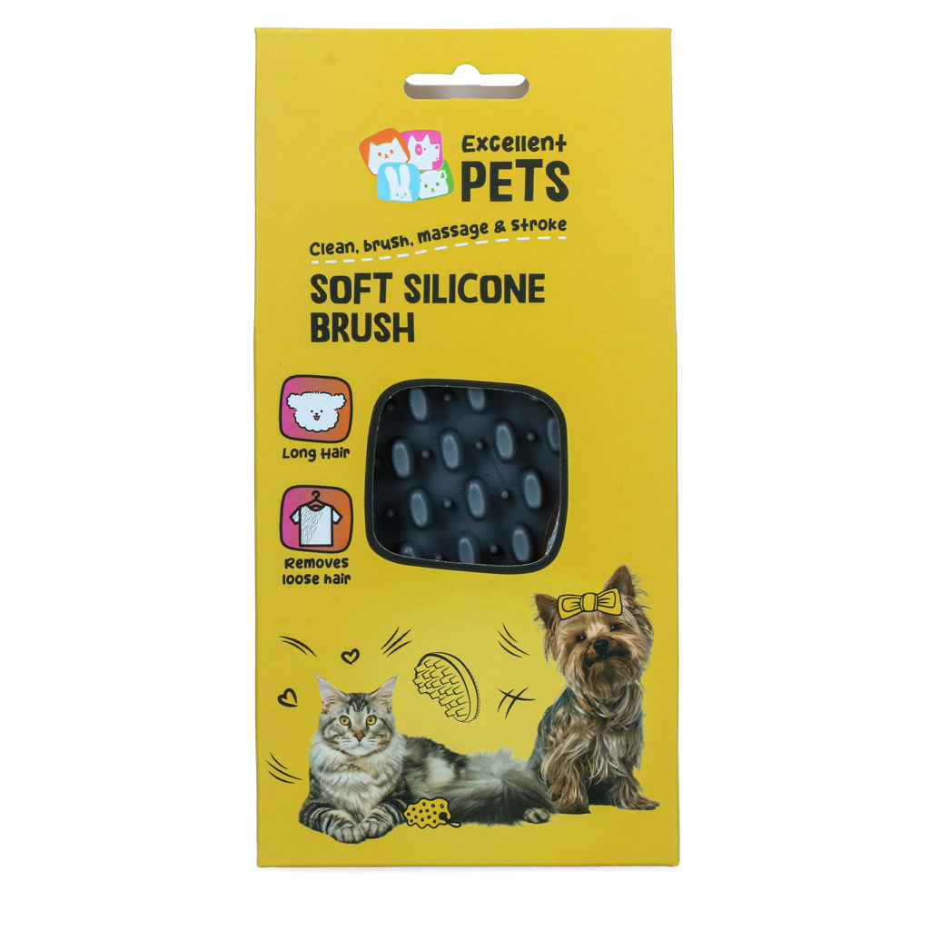 Excelente escova de silicone macio para animais de estimação com pelos longos