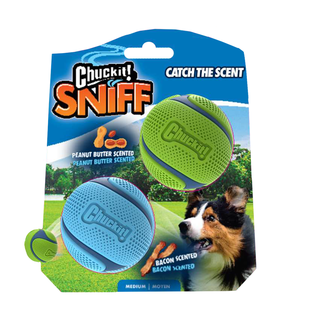 Chuckit Sniff Fetch Ball Bacon Peanut Butter