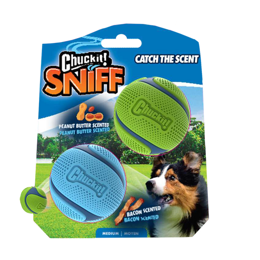Chuckit Sniff Fetch Ball Bacon Peanut Butter