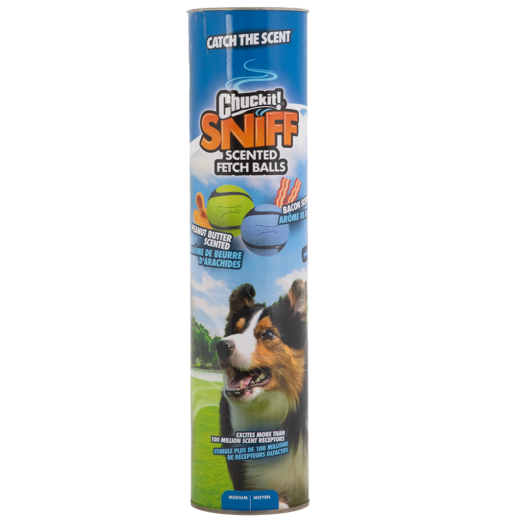 Chuckit Sniff Fetch Ball Bacon Peanut Butter