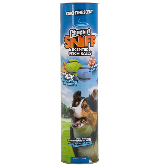 Chuckit Sniff Fetch Ball Bacon Peanut Butter (pacote com 4)
