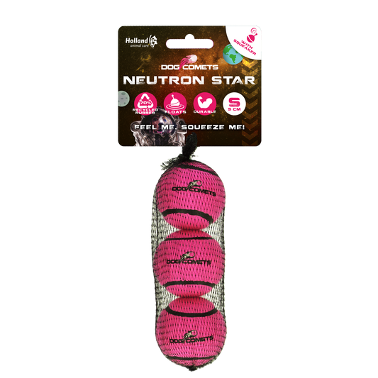 Bola de tênis Dog Comets com apito modelo Neutron Star rosa pacote com 3 unidades