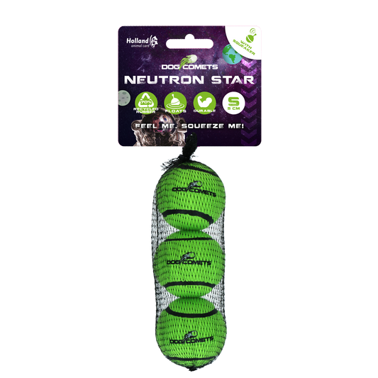 Bola de tênis Dog Comets com apito modelo Neutron Star S verde pacote com 3 unidades