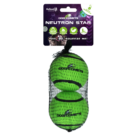 Bola de tênis Dog Comets com apito modelo Neutron Star G verde pacote com 2 unidades