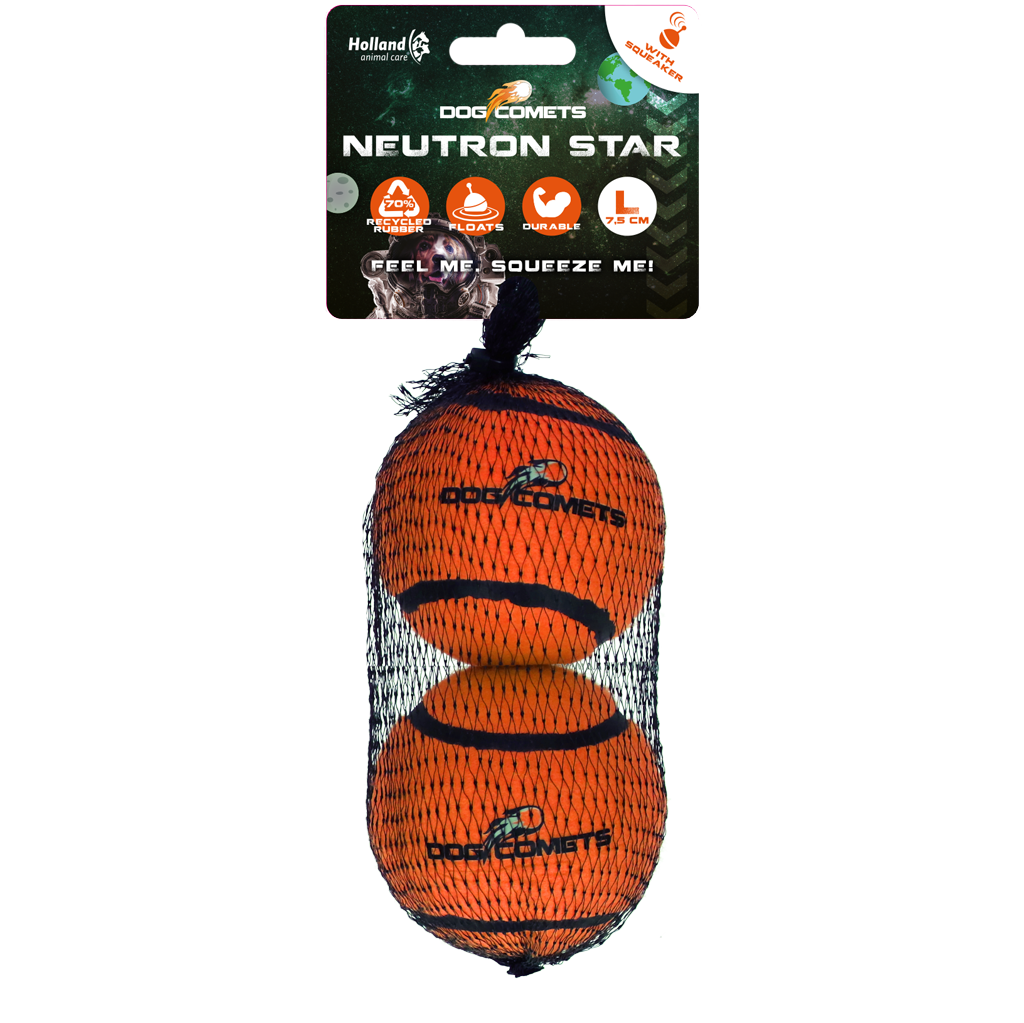 Bola de tênis Dog Comets com apito estrela de nêutrons G laranja pacote com 2 unidades