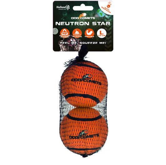 Bola de tênis Dog Comets com apito estrela de nêutrons G laranja pacote com 2 unidades