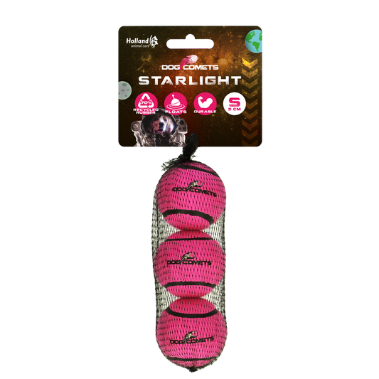 Bola de tênis Dog Comets Starlight rosa pacote com 3 unidades