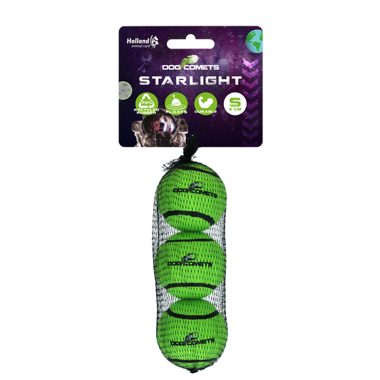 Bola de tênis Dog Comets Starlight Verde (pacote com 3)