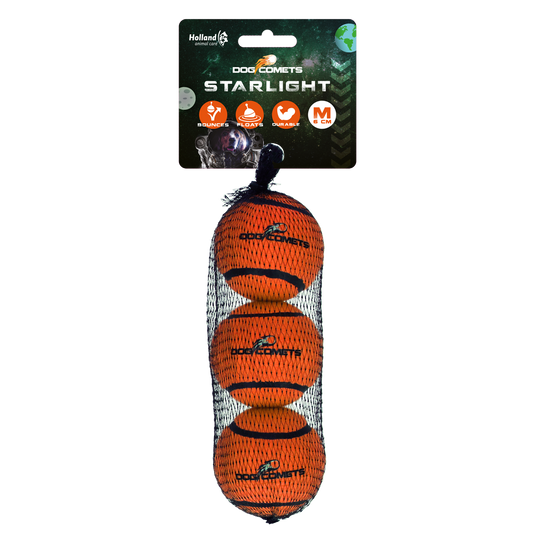 Bola de tênis Dog Comets Starlight Laranja Pacote com 3