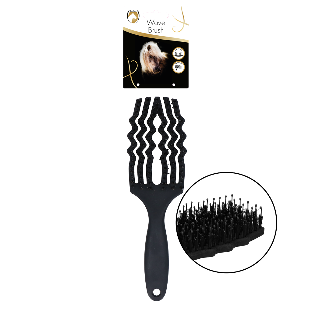 Excelente escova preta para ondas de cavalo