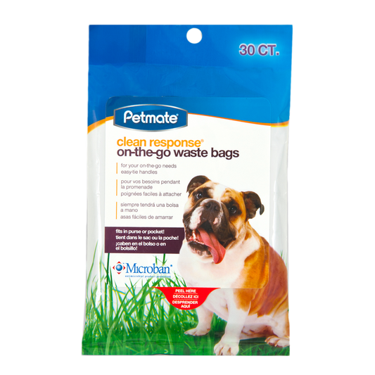 Sacos para recolher os dejetos Petmate Clean Response para utilização em qualquer lugar.