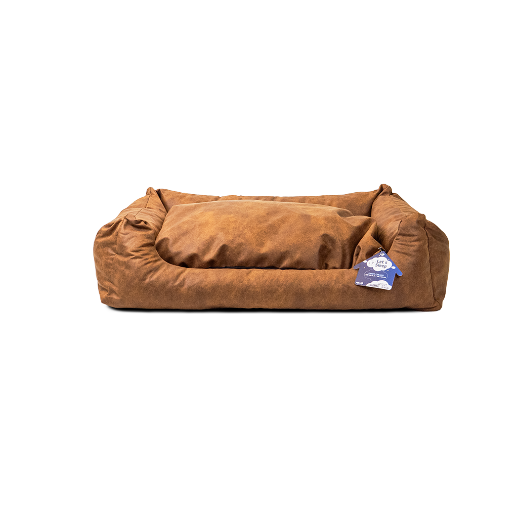 Cama para cães Let's Sleep Sweet Dreams com almofada XL cor conhaque