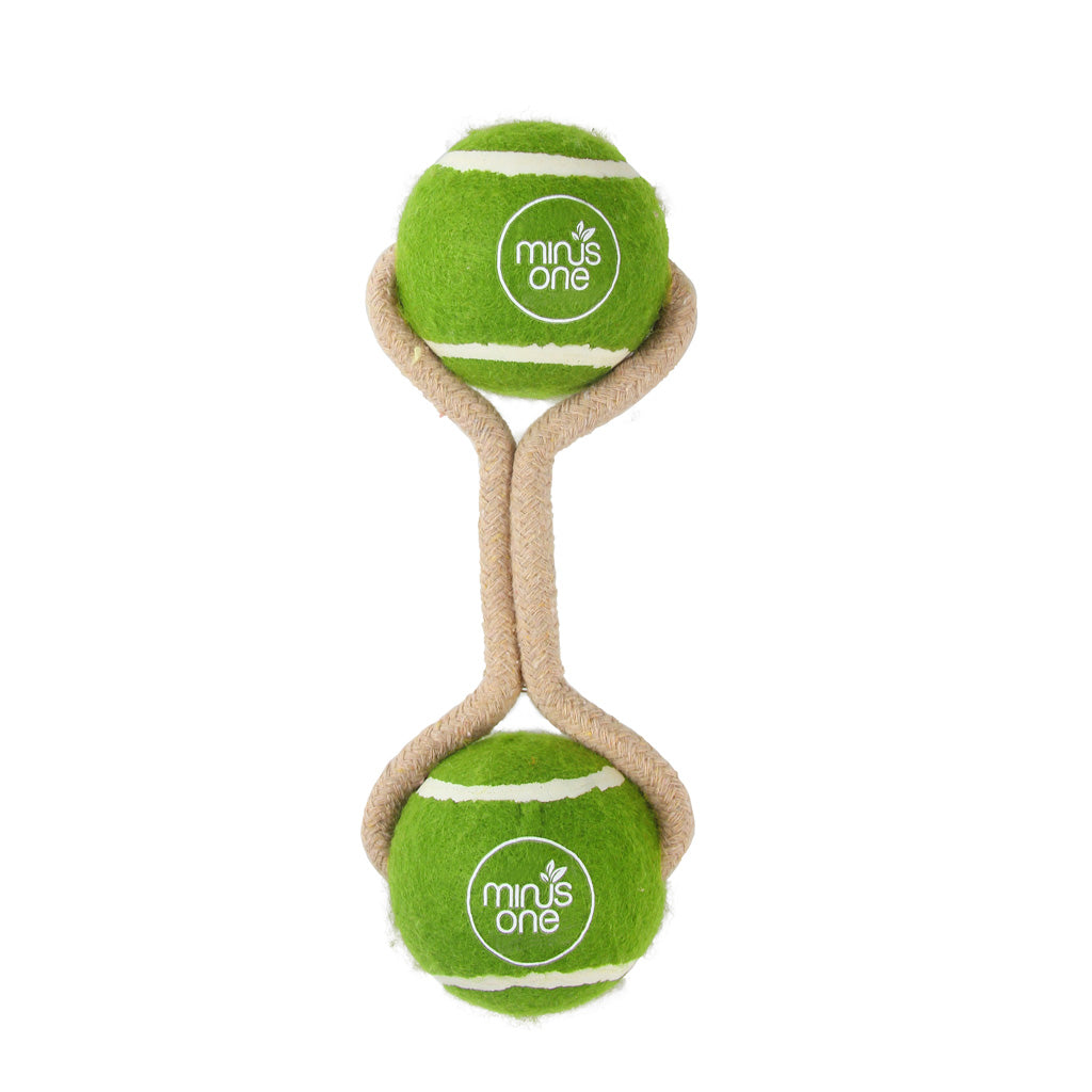Brinquedo de corda com bola de tênis para cachorro Minus One Dog Double Meadow