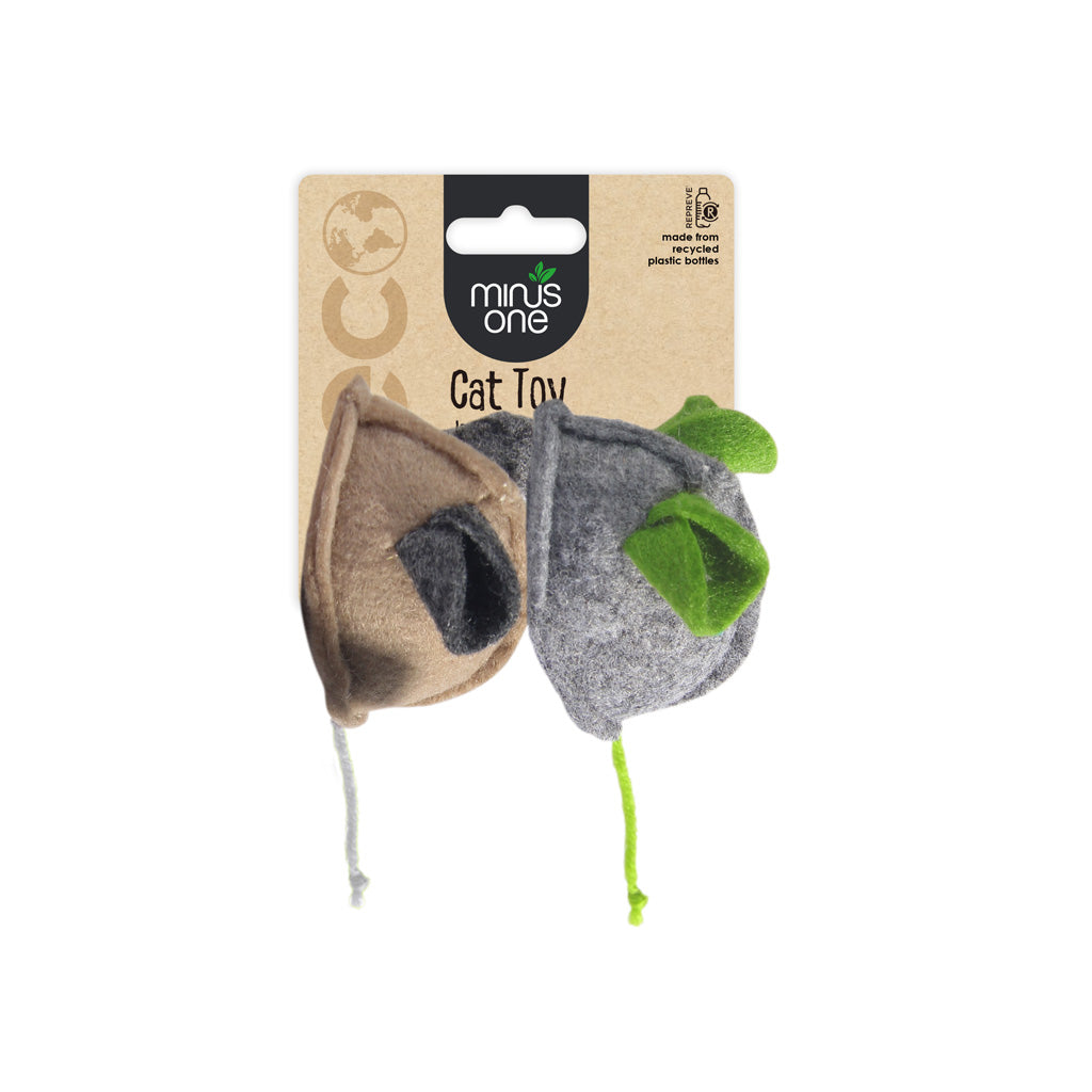 Brinquedos de feltro para gatos Minus One conjunto com 2 ratinhos