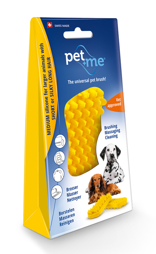 Escova PetMe para pelos curtos amarela