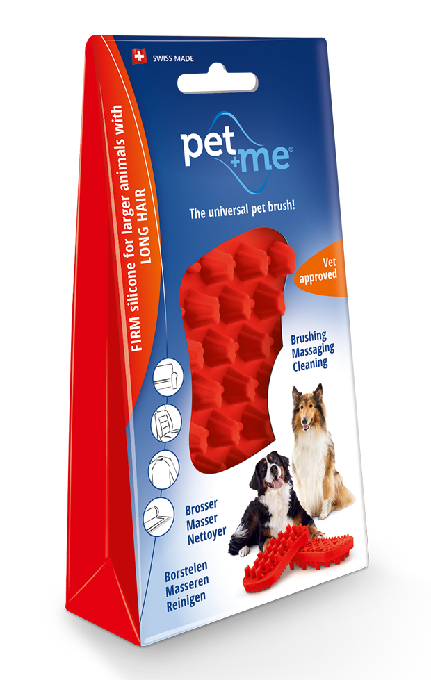 Escova PetMe para pelos longos vermelha