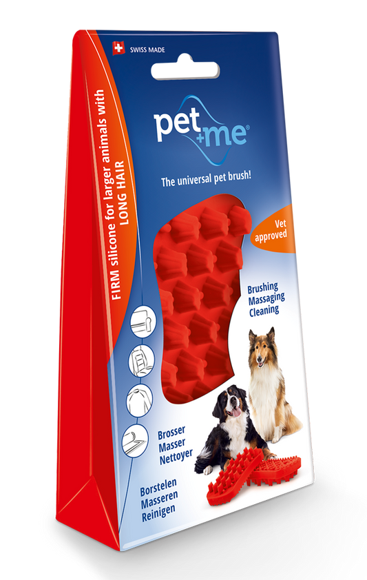 Escova PetMe para pelos longos vermelha