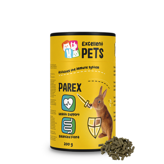 Excelente ração para coelhos da marca Excellent Pets Rabbit Parex, 200 g