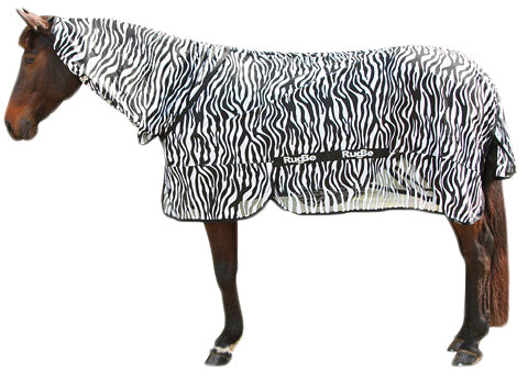 Manta anti moscas Zebra com proteção para o pescoço