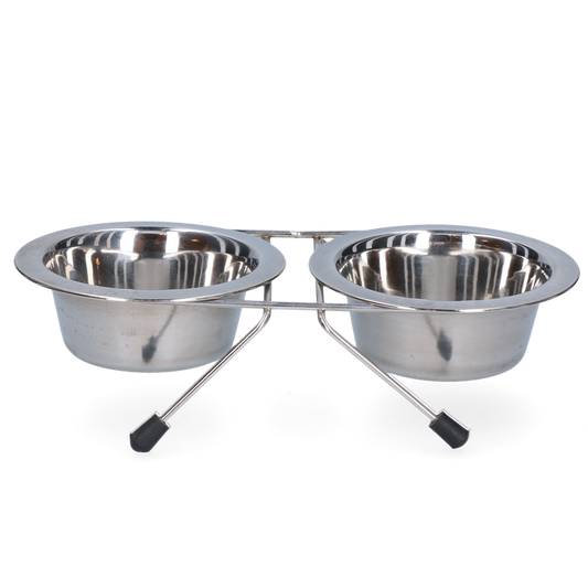 Tigela de aço inoxidável para alimentos e água com suporte 11 cm
