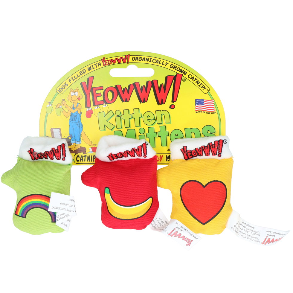 Conjunto com 3 luvas para gatinhos Yeowww